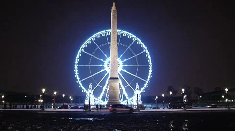 Paris concorde square covered in snow Stock Footage 981192