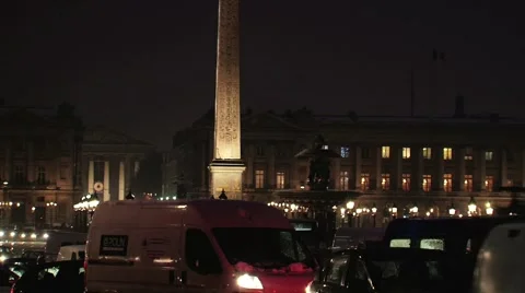 Paris concorde square by night covered in snow Stock Footage 979457
