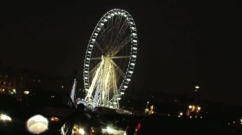 Paris concorde square by night covered in snow Stock Footage 979462