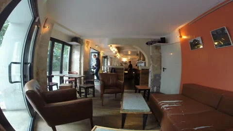Paris Craft Beer Bar Empty Interior Seating Lounge Area Wide Angle Видео 345961375