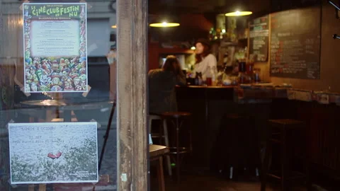 Paris Craft Beer Bar Storefront Exterior View Looking Inside Cozy Taproom Stock Footage 346279951