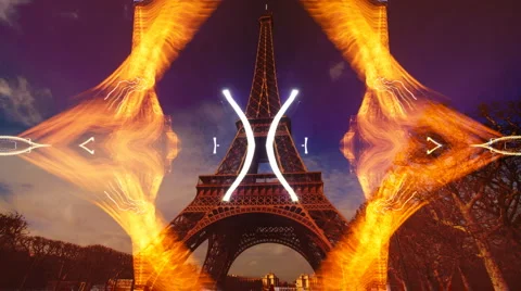 Paris crazy lights night eiffel tower 스톡 동영상 1005542