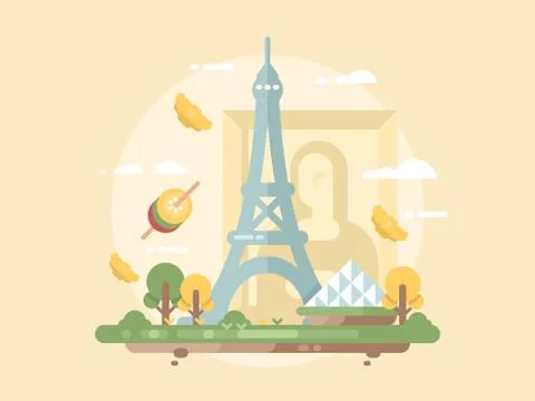 Paris design flat Stock Illustration