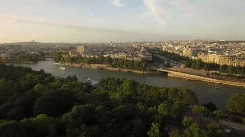 Paris drone at sunset Stock Footage 323841906