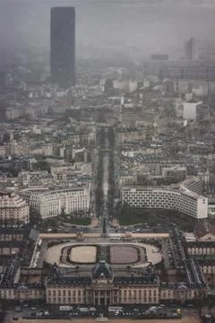 Paris during a snowstorm from the Eiffel Tower Stock Photos
