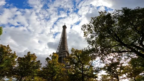 Paris Eiffel Tower above trees Stock-Footage 227933660