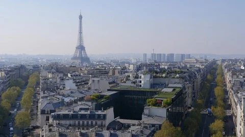 Paris, Eiffel tower, Aerial view, Spring, France, Europe Stock Footage 112597855