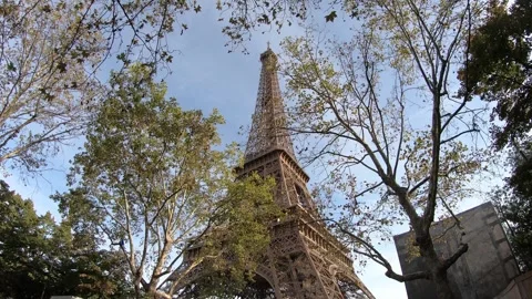 Paris Eiffel Tower and Champ de Mars in Paris, France. Stock Footage 253720984