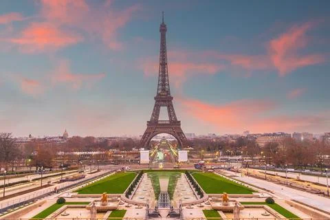 Paris Eiffel Tower and Champ de Mars in Paris 스톡 사진