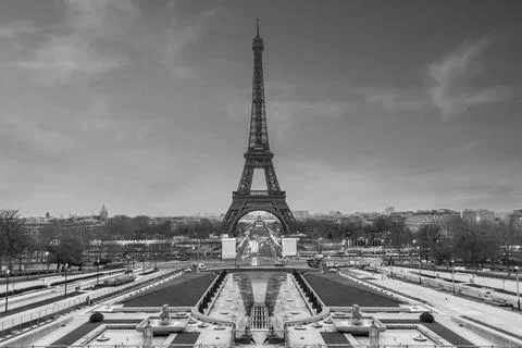 Paris Eiffel Tower and Champ de Mars in Paris 스톡 사진