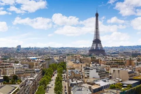 Paris Eiffel tower and skyline aerial France Stock Photos