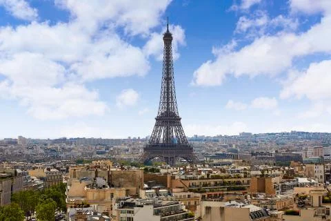Paris Eiffel tower and skyline aerial France Stock Photos