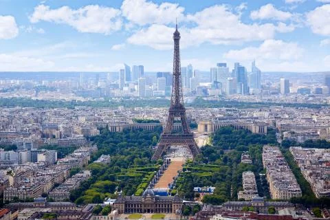 Paris Eiffel tower and skyline aerial France Stock Photos