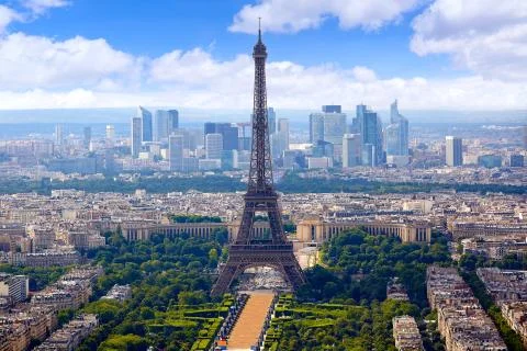 Paris Eiffel tower and skyline aerial France 스톡 사진