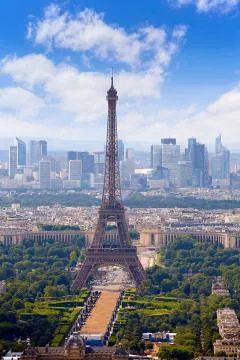 Paris Eiffel tower and skyline aerial France Stock Photos