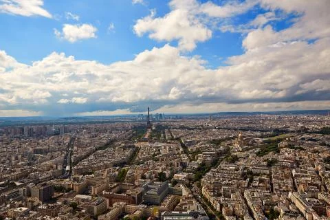 Paris Eiffel tower and skyline aerial France Stock Photos