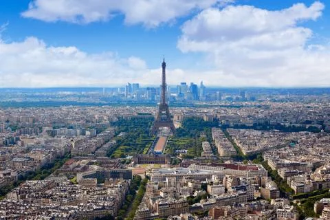Paris Eiffel tower and skyline aerial France Stock Photos