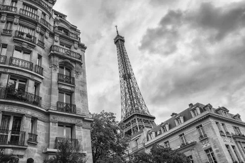 Paris Eiffel tower in black and white colors Foto stock