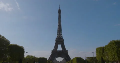 Paris Eiffel Tower at blue sky - Tour Eiffel in France at evening in 8k Stock Footage 210468098