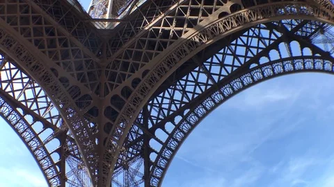 Paris Eiffel Tower from the bottom. Paris tours. Video stock 82938275