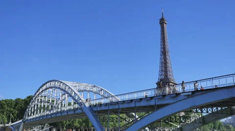 Paris Eiffel Tower Bridge Stock Footage 67546815