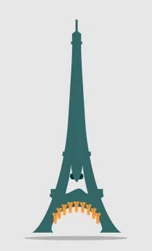 Paris Eiffel tower with cartoon face Stockillustratie