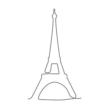 Paris Eiffel tower continuous line. Illustrazione stock