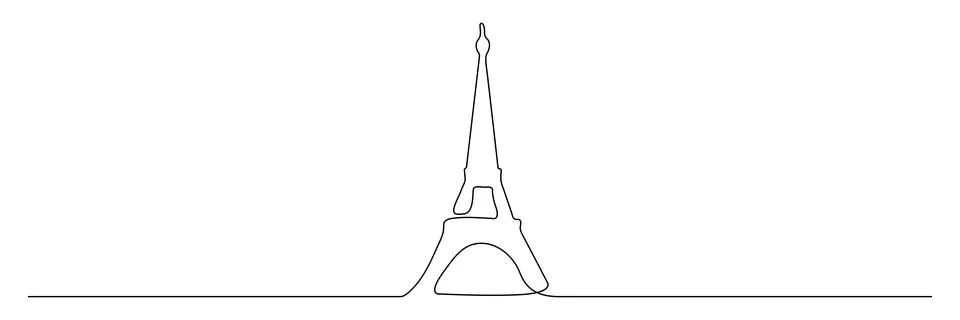 Paris Eiffel tower continuous one line drawn. Illustrazione stock
