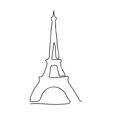 Paris Eiffel tower continuous one line drawn. isolated on white background... Stock Illustration
