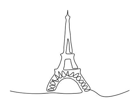 Paris Eiffel tower continuous one line drawn. Paris attractions illustration Stock-Illustration