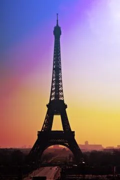 Paris. Eiffel Tower during a sunset. View from the Trocadero.. Foto stock