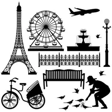 Paris Eiffel Tower Ferris Wheel Illustrazione stock