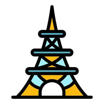 Paris eiffel tower icon color outline vector Illustrazione stock