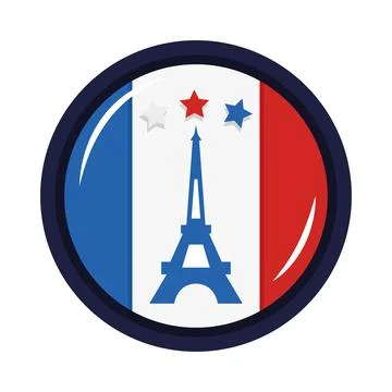 Paris eiffel tower inside button 스톡 일러스트