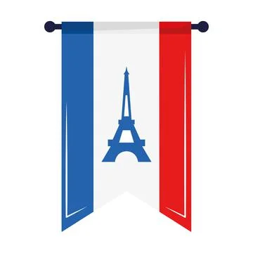 Paris eiffel tower inside flag Illustrazione stock