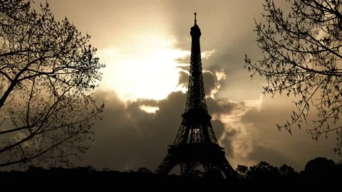 Paris Eiffel Tower Landscape Trees Tree River, Stock Footage 194981585