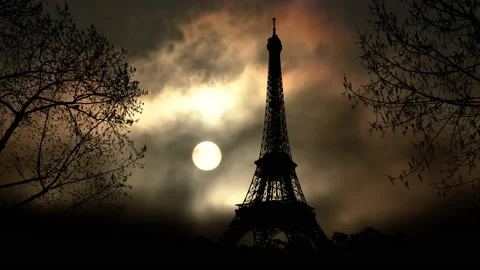 Paris Eiffel Tower Landscape Trees Tree River, Stock Footage 195064343