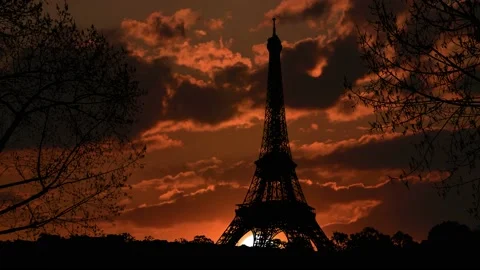 Paris Eiffel Tower Landscape Trees Tree River, Stock Footage 234379447