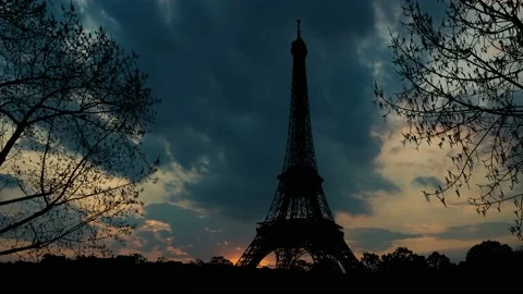Paris Eiffel Tower Landscape Trees Tree River, Stock Footage 234384451