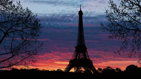 Paris Eiffel Tower Landscape Trees Tree River, Stock Footage 234471344