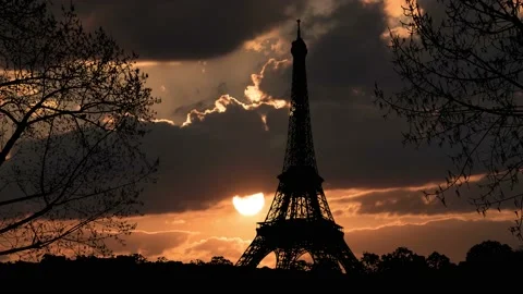 Paris Eiffel Tower Landscape Trees Tree River, Stock Footage 234484459