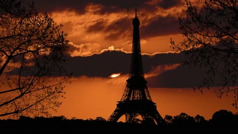 Paris Eiffel Tower Landscape Trees Tree River, Stock Footage 234488399