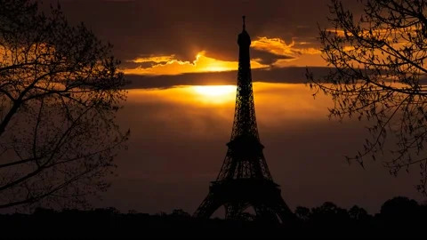 Paris Eiffel Tower Landscape Trees Tree River, Stock Footage 237026556