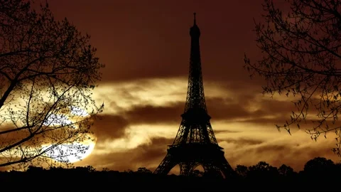 Paris Eiffel Tower Landscape Trees Tree River, Stock Footage 237551393