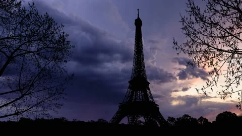 Paris Eiffel Tower Landscape Trees Tree River, Stock Footage 238043056