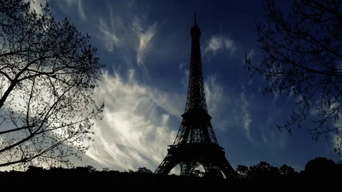 Paris Eiffel Tower Landscape Trees Tree River, Stock Footage 238081611