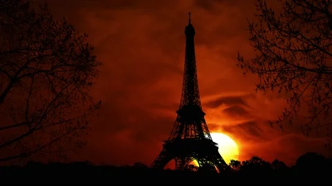 Paris Eiffel Tower Landscape Trees Tree River, Stock Footage 238085310