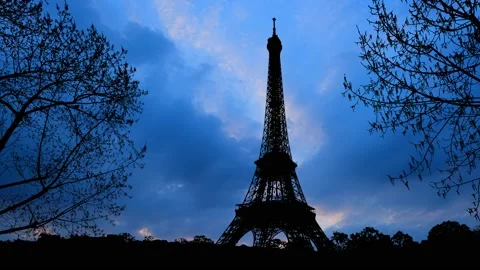 Paris Eiffel Tower Landscape Trees Tree River, Stock Footage 238088025