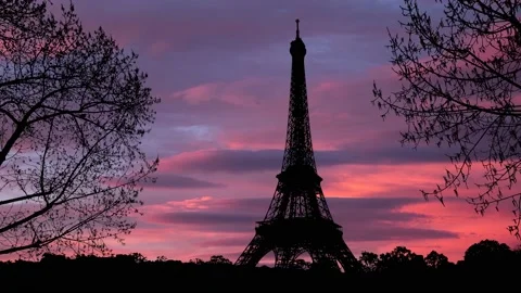 Paris Eiffel Tower Landscape Trees Tree River, Stock Footage 238266786