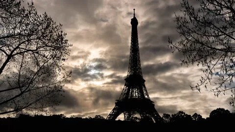 Paris Eiffel Tower Landscape Trees Tree River, Stock Footage 238359621